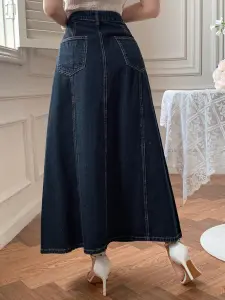 جيبة نسائية كاجوال من الجينز الداكن من DAZY، تصميم دنيم داكن أنيق يناسب مختلف التنسيقات، لربيع وصيف أنيق 7 1745198839272b8e2c829fe7aa7809a43f2e490b40