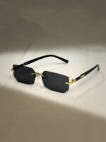 نظارة رجالية بإطار صغير أسود بدون حواف