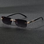 نظارة رجالية، إطار صغير، بدون حواف، أسود، Y2K، أنيق، صيف، قيادة، سفر، شاطئ، إطلالة عصرية