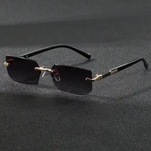 نظارة رجالية بإطار صغير أسود بدون حوافر 1 1746598123f39bc6dcf632b17d2551bd25c0cb06ad