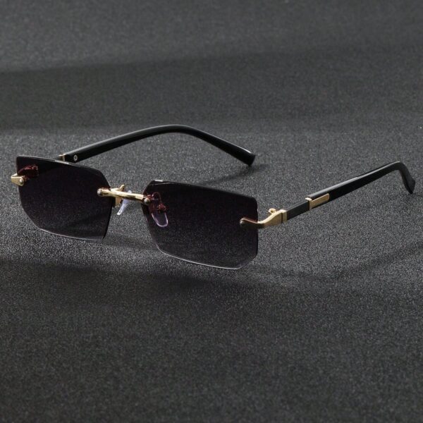 نظارة رجالية، إطار صغير، بدون حواف، أسود، Y2K، أنيق، صيف، قيادة، سفر، شاطئ، إطلالة عصرية