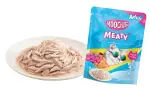 Moochie MEATY Tuna، Tuna & Chicken Breast، طعام قطط بالغ، طعام رطب، موشي، تونة ودجاج، وصفة جيلي، تغذية متوازنة، باوت قطط