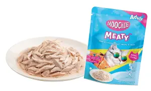Moochie MEATY Tuna & Chicken Breast Recipe in Jelly for Adult Cats- 70 gms، طعام قطط بالغ رطب من موشي، تونة وصدر دجاج في جيلي 70 جم 3 200018 2