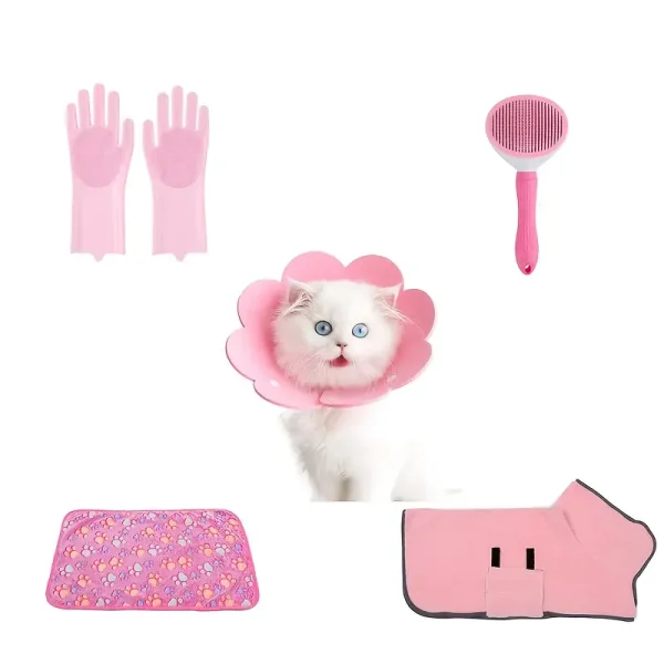 مجموعة أدوات تنظيف ورعاية القطط والكلاب، 5 قطع أساسية