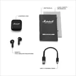 Marshall Minor IV Bluetooth Earphones - Water Resistant Earphones Bluetooth Wireless Earbuds With 30+ Hours Playtime - Black