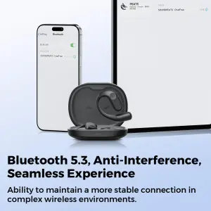SoundPEATS ChatFree Open-Ear Headphones, Bluetooth 5.3 Wireless Earbuds with Earhook, Ultra-Comfort, Deep Bass, Dual MIC, AI Noise Cancellation Earphones, Custom EQ, Multipoint Connection, 32H, APP 1 SoundPEATS ChatFree Open-Ear Headphones,
