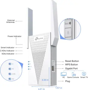 TP-Link AX3000 WiFi 6 Range Extender Signal Booster for Home(RE715X), Dual Band WiFi Repeater, Internet Extender with Gigabit Ethernet Port, Access Point, APP Setup, OneMesh Compatible 6 TP-Link AX3000 WiFi 6 Range Extender Signal Booster for Home(RE715X), Dual Band WiFi Repeater, Internet Extender with Gigabit Ethernet Port, Access Point, APP Setup, OneMesh Compatible