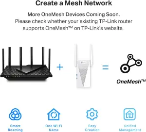 TP-Link AX3000 WiFi 6 Range Extender Signal Booster for Home(RE715X), Dual Band WiFi Repeater, Internet Extender with Gigabit Ethernet Port, Access Point, APP Setup, OneMesh Compatible 3 TP-Link AX3000 WiFi 6 Range Extender Signal Booster for Home(RE715X), Dual Band WiFi Repeater, Internet Extender with Gigabit Ethernet Port, Access Point, APP Setup, OneMesh Compatible