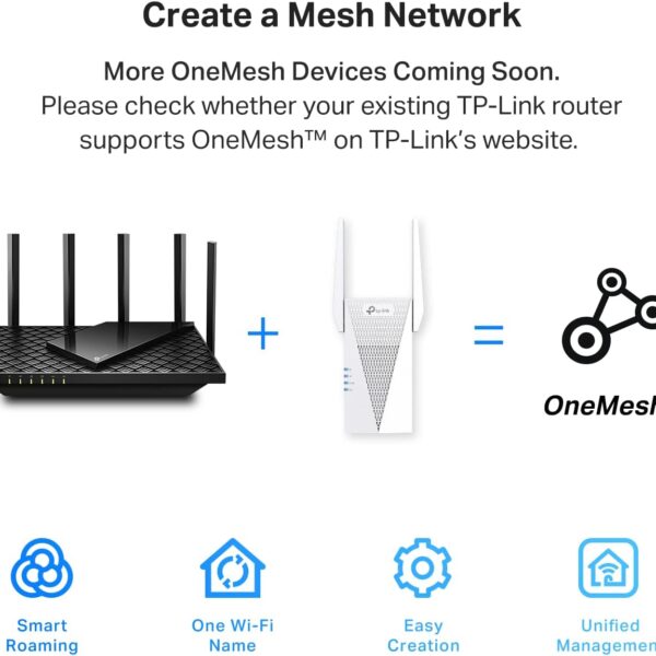 TP-Link AX3000 WiFi 6 Range Extender Signal Booster for Home(RE715X), Dual Band WiFi Repeater, Internet Extender with Gigabit Ethernet Port, Access Point, APP Setup, OneMesh Compatible