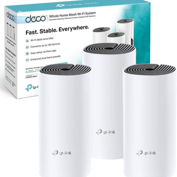 TP-Link Deco M4 Whole Home Mesh Wi-Fi System, Up to 4000 sq ft Coverage, Qualcomm CPU, Dual-Band AC1200 with Gigabit Ports, Compatible with Amazon Echo/Alexa, Parent Control, Pack of 3