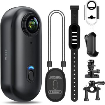 Key Features: 4K Ultra HD Video: Records in 4K, 2K, and 1080p with clear and sharp image quality. 1080p recording: up to 150 minutes 2K recording: up to 120 minutes 4K recording: up to 90 minutes Compact & Lightweight: Ultra-portable design weighing only 35.7 grams, easy to carry or mount anywhere. Waterproof Protection: IPX7 rating – splash-proof and safe against accidental submersion up to 1 meter for 30 minutes. Includes a waterproof housing for underwater recording up to 40 meters (131 feet). Hands-Free POV Recording: Comes with multiple mounts and accessories for helmets, bikes, or clothing, perfect for sports and action shots. Battery & Power: 800 mAh rechargeable lithium battery. Supports recording while charging for longer sessions. Storage: Comes with a 32GB memory card, ready to record straight out of the box. Mounting Options: Magnetic accessories, clips, and lanyards to easily attach to helmets, handlebars, or clothing.