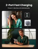UGREEN Nexode 45W Charger GaN Dual USB C Ports Charger Type C Foldable 45W Fast iPad Adapter, Galaxy Tab Block 25W USB C Power Adapter for Samsung S25 Ultra, iPhone 17 Pro Max, MacBook Air, iPad, etc