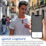 Key Features: 4K Ultra HD Video: Records in 4K, 2K, and 1080p with clear and sharp image quality. 1080p recording: up to 150 minutes 2K recording: up to 120 minutes 4K recording: up to 90 minutes Compact & Lightweight: Ultra-portable design weighing only 35.7 grams, easy to carry or mount anywhere. Waterproof Protection: IPX7 rating – splash-proof and safe against accidental submersion up to 1 meter for 30 minutes. Includes a waterproof housing for underwater recording up to 40 meters (131 feet). Hands-Free POV Recording: Comes with multiple mounts and accessories for helmets, bikes, or clothing, perfect for sports and action shots. Battery & Power: 800 mAh rechargeable lithium battery. Supports recording while charging for longer sessions. Storage: Comes with a 32GB memory card, ready to record straight out of the box. Mounting Options: Magnetic accessories, clips, and lanyards to easily attach to helmets, handlebars, or clothing.