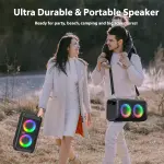 ♪ 【Versatile Karaoke Entertainment System】: This karaoke system connects with Bluetooth 5.0 for stable, long-range audio streaming, making it perfect for birthdays parties and home gatherings. It supports various media inputs, including Micro TF cards, USB drives, and AUX. The groove design on the karaoke machine allows you to place your phone. Its versatility makes it an excellent choice for home entertainment,and educational uses. ♪ 【Exceptional Sound Quality】: Experience exceptional audio with our Portable Bluetooth karaoke singing machine, featuring a 6.5-inch speaker and advanced bass technology for clear, sound and balanced volume. Ideal for all gatherings, ensuring high-quality, distortion-free music and vocal performances. Perfect for indoor and outdoor use, it transforms any event into a memorable concert experience, making it the ultimate entertainment choice for music lovers. ♪ 【Lightweight and easy to use】:Set up and start singing in minutes! A user-friendly interface make this portable bluetooth karaoke machine perfect for all ages. Its compact, portable size means you can easily take it anywhere. Powered by a high-capacity 3.7V/5200mAh rechargeable lithium-ion battery, it's energy-efficient, offering 6-8 hours of continuous music playback on a full charge and up to 10 hours of normal use. ♪ 【TWS Mode】Experience immersive sound with our cutting-edge karaoke machine, featuring advanced TWS (True Wireless Stereo) technology. Connect two bluetooth singing speakers to create a powerful stereo system, enveloping you in rich, synchronized sound, promising an unparalleled music experience. Plus, with our commitment to satisfaction, enjoy a worry-free purchase with a one-year warranty and dedicated customer support for any inquiries or issues. ♪ 【Dynamic LED Lights】The karaoke speaker, with its six vibrant color disco light modes, turns any space into an enthralling concert venue. Ideal for family gatherings or outdoor parties, the LED lights sync with the music's rhythm, crafting a captivating visual experience.The perfect gift for all ages, its portable design, easy-to-use features and brilliant LED lights make it suitable for both children and adults.