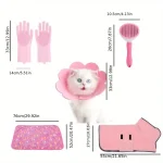 مجموعة عناية الحيوانات الأليفة، أدوات تنظيف القطط، أدوات استحمام الكلاب، فرشاة قطط، فرشاة كلاب، قفازات استحمام للحيوانات، طوق إليزابيثي، منشفة تجفيف الحيوانات، حصيرة حيوانات أليفة، مجموعة رعاية متكاملة