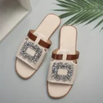 صندل نسائي صيفي – صندل نسائي – نسائي – حذاء كاجوال – حذاء شاطئ – حذاء مرصع بالراين – حذاء صيفي مريح – Slip-on Shoes
