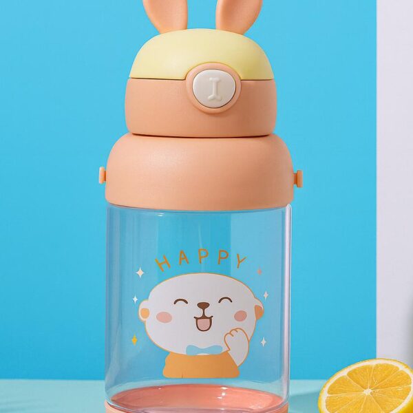 زجاجة مياه أطفال بتصميم أرنب كرتوني آمنة وصديقة للبيئة