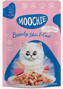Moochie Cat Food Mince with Tuna، Beauty Skin & Coat Pouch 70 g، طعام قطط رطب موشي، تونة مفرومة لدعم صحة الفرو والجلد 70 جم 1 WhatsApp Image 2025 09 10 at 12.58.37 PM