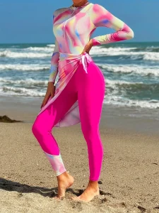 طقم سباحة نسائي 3 قطع كامل، وردي وفوشيا بتصميم مريح ومقاوم لأشعة الشمس 4 bd1badd2 9d41 484b b33d 843d28e178a0