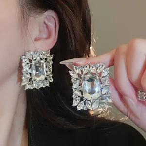 أقراط نسائية مربعة هندسية مرصعة بالراينستون، فضة 925 فاخرة للمناسبات والحفلات 5 cb6d08877c58451e9f1bb7ae689c5bc3 goods