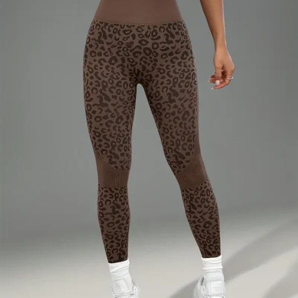 بنطلون يوجا نسائي بطبعة جلد الفهد، مريح ومرن
