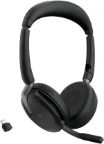 Jabra Evolve2 65 Flex - Wireless Stereo Headset with Bluetooth, Noise-cancelling Jabra ClearVoice Technology and Hybrid ANC - Certified for MS Teams - Black