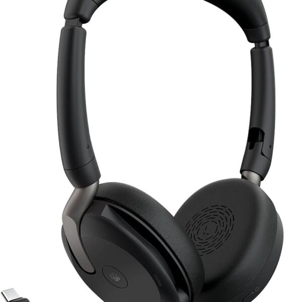 Jabra Evolve2 65 Flex - Wireless Stereo Headset with Bluetooth, Noise-cancelling Jabra ClearVoice Technology and Hybrid ANC - Certified for MS Teams - Black