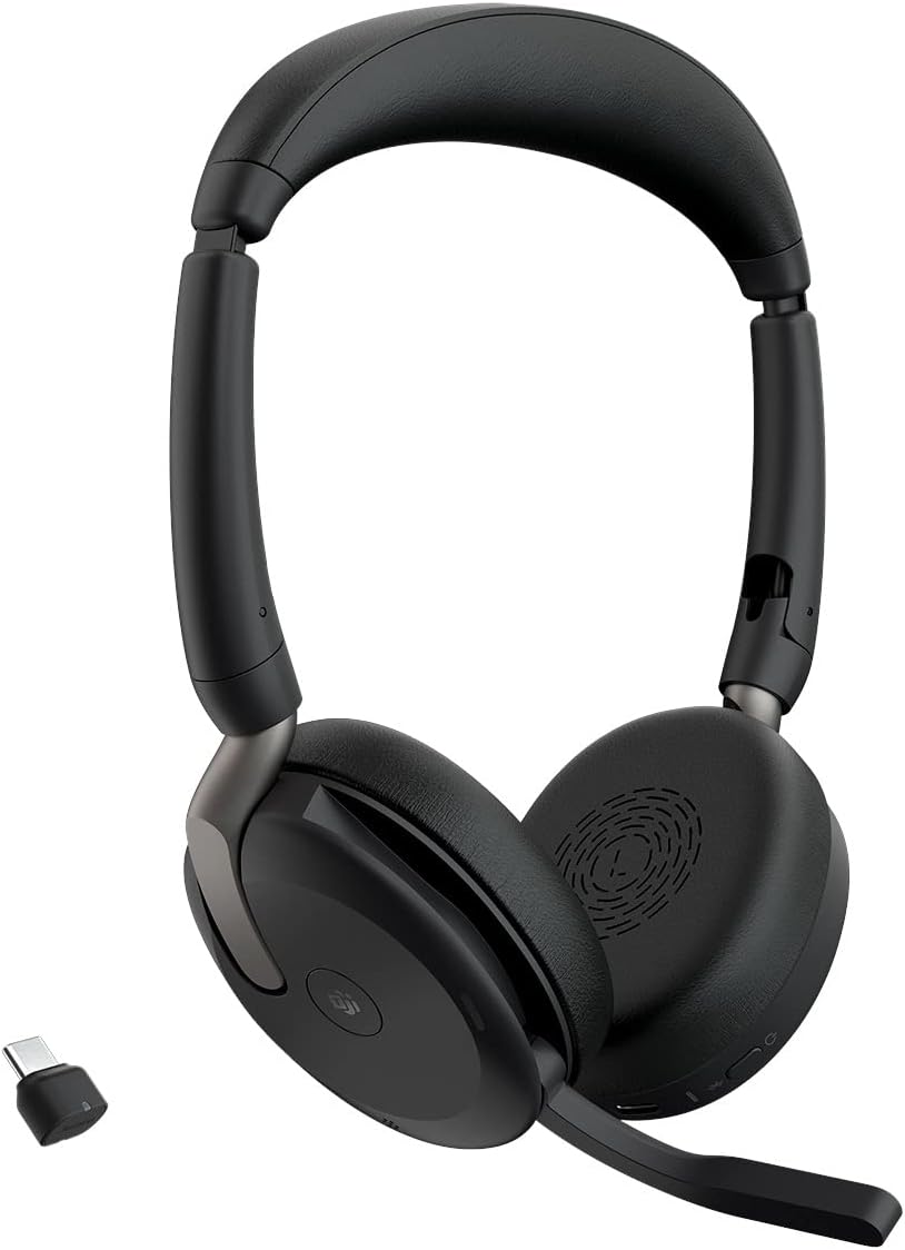 Jabra Evolve2 65 Flex - Wireless Stereo Headset with Bluetooth, Noise-cancelling Jabra ClearVoice Technology and Hybrid ANC - Certified for MS Teams - Black Jabra Evolve2 65 Flex - Wireless Stereo Headset with Bluetooth, Noise-cancelling Jabra ClearVoice Technology and Hybrid ANC - Certified for MS Teams - Black