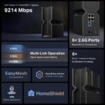TP-Link BE9300 Ultra-Fast 9214 Mbps 6-Stream Tri-Band Wi-Fi 7 Router, Five 2.5G Ports, 4K-QAM, EasyMesh-Compatible, 8K streaming, VR/AR, Online Gaming, Easy Setup (Archer BE550)