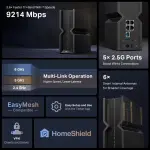 TP-Link BE9300 Ultra-Fast 9214 Mbps 6-Stream Tri-Band Wi-Fi 7 Router, Five 2.5G Ports, 4K-QAM, EasyMesh-Compatible, 8K streaming, VR/AR, Online Gaming, Easy Setup (Archer BE550)