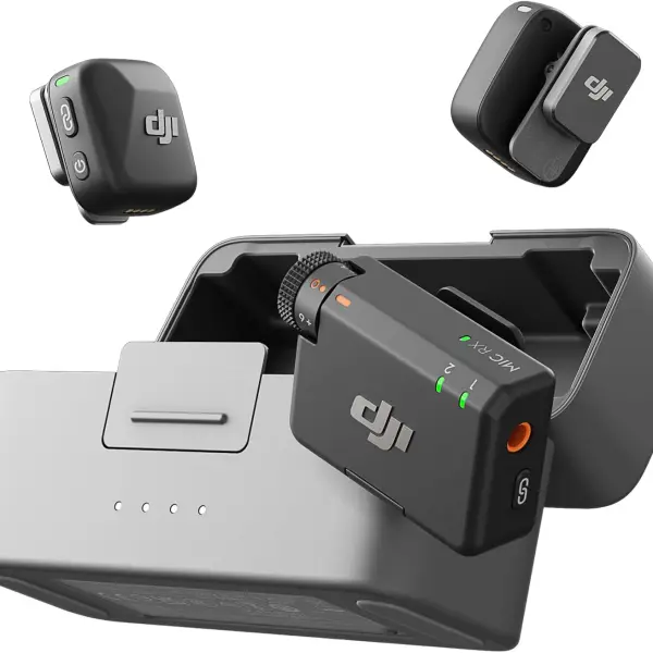 DJI Mic Mini (2TX+1RX+Charging Case), Detail-Rich Audio, 48h Use, Noise Cancelling, Automatic Limiting, Wireless Mic for Camera/iPhone/Android, Vlog, UAE Version, DJI Official Warranty Support