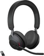 Jabra Evolve2 65 Wireless PC Headset - Noise Cancelling Microsoft Teams Certified Stereo Headphones With Long-Lasting Battery - USB-A Bluetooth Adapter - Black