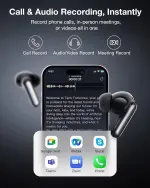 VIAIM RecDot AI Earbuds - AI Meeting Assistant with Real-Time Transcription & Translation (16 Languages), FlashRecord, 48dB ANC, To-Do Lists & Summaries - Black