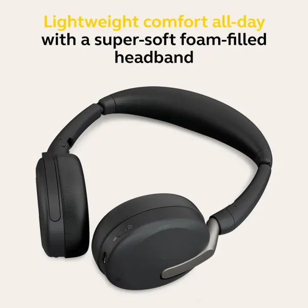 Jabra Evolve2 65 Flex - Wireless Stereo Headset with Bluetooth, Noise-cancelling Jabra ClearVoice Technology and Hybrid ANC - Certified for MS Teams - Black