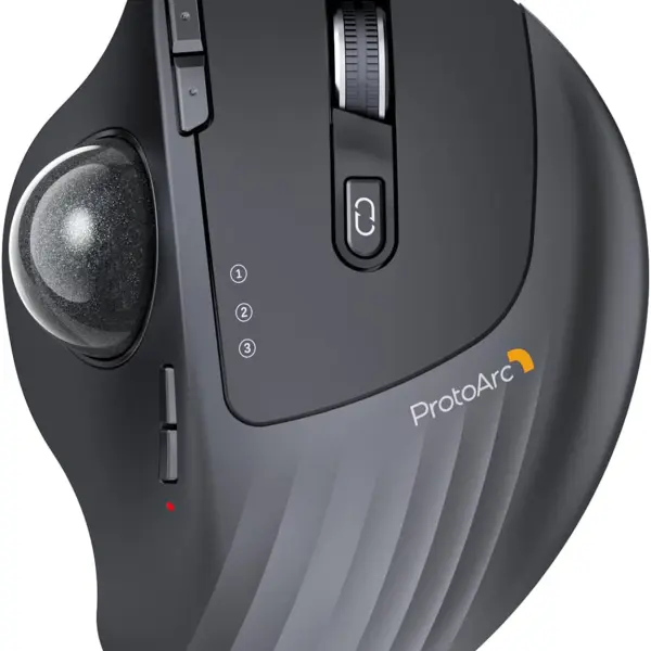 ProtoArc EM01 NL Ergonomic Trackball Mouse - Gray Ball
