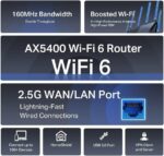 TP-Link AX5400 Mbps Multi-Gigabit Wi-Fi 6 Router, OneMesh™ /VPN Supported, USB 3.0 Port, 1 GHz Dual-Core CPU, TP-Link HomeShield, Ideal for Gaming Xbox/PS4/8K Steam, Plug and Play (Archer AX72 Pro)