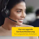 Jabra Evolve2 65 Wireless PC Headset - Noise Cancelling Microsoft Teams Certified Stereo Headphones With Long-Lasting Battery - USB-A Bluetooth Adapter - Black