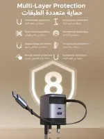 UGREEN 65W Type C Fast Charger with Retractable USB Cable, 3 Ports GaN Laptop Adapter, Compatible for MacBook Air, HP, Lenovo, Dell, iPad, HONOR Pad, iPhone 17/16/15/14 Pro Max, Samsung S25, S24, S23