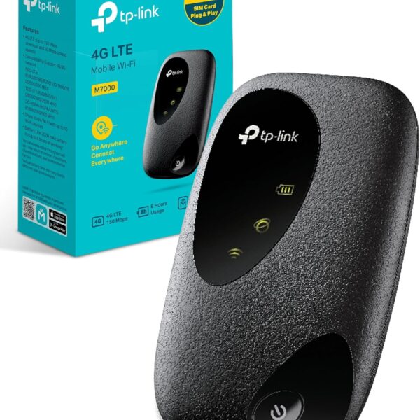 TP-Link M7000 4G+ MiFi, Portable Travel WiFi, Low Cost Unlocked LTE-Advanced Cat4 Mobile WiFi Hotspot Dongle, SIM Card Slot, High Global Compatibility, Easy App Management