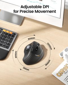 ProtoArc EM01 NL Ergonomic Trackball Mouse - Gray Ball