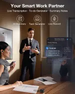 VIAIM RecDot AI Earbuds - AI Meeting Assistant with Real-Time Transcription & Translation (16 Languages), FlashRecord, 48dB ANC, To-Do Lists & Summaries - Black