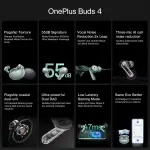 OnePlus Buds 4 Wireless Earbuds,Bass Wave in-Ear Buds,IP55 Tri-Mics AI Earphone,Up to 55dB Adaptive Noise Cancellation,Up to 45Hrs Battery,Green