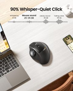 ProtoArc EM01 NL Ergonomic Trackball Mouse - Gray Ball