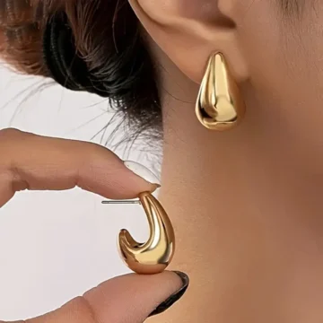 أقراط نسائية مطلية بالذهب، أقراط بتصميم قطرة ماء كوري أنيق