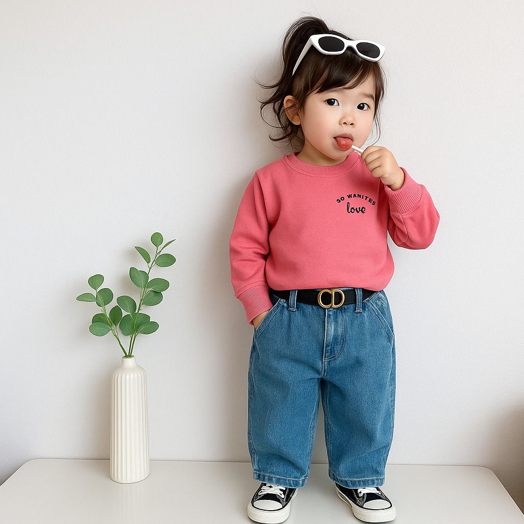 سويت شيرت بناتي بينك بعبارة SO WANITES love، تصميم كاجوال أنيق ومريح للبنات سويت شيرت بناتي بينك بعبارة SO WANITES love