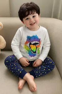 بيجامة أولاد قطنية بطبعة ديناصور T-REX ملونة 1 WhatsApp Image 2025 10 18 at 7.11.19 PM