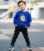 سويتشيرت أطفال دونالد داك، تصميم عصري مريح وأنيق للإطلالات اليومية، لون أزرق وأحمر عصري