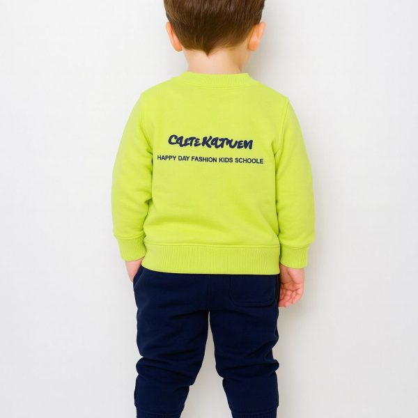 سويت شيرت أطفال أصفر، سويت شيرت أطفال، ملابس أولاد وبنات، قطة كرتونية، ملابس فسفورية، سويت شيرت كاجوال، ملابس أطفال مبهجة