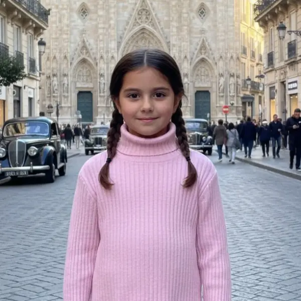 طقم بناتي شتوي تريكو وردي فاتح من قطعتين