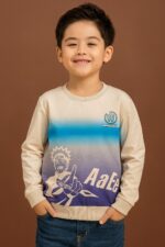 سويتشيرت أطفال بتدرج أزرق بطابع أنمي WHOAHA، تصميم عصري مريح وأنيق